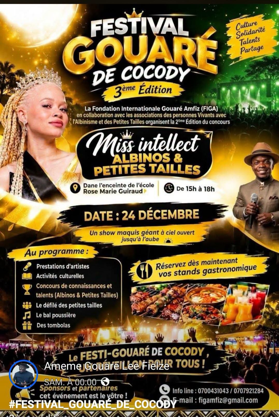 Le Festi-Gouaré de Cocody revient le 24 décembre 2026 avec une programmation dédiée à l’inclusion sociale