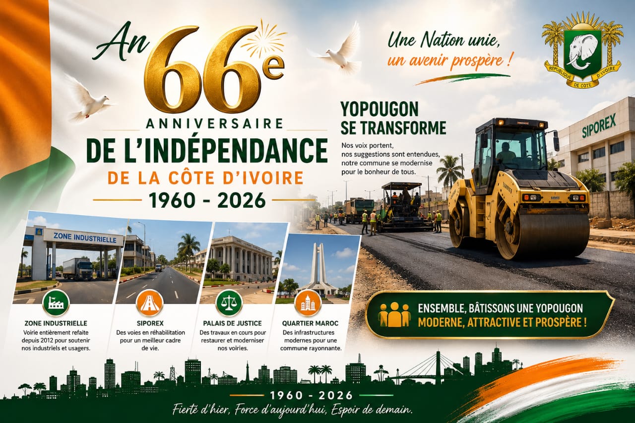 Yopougon choisie pour la Fête de l'Indépendance les travaux de voirie en cours dans plusieurs quartiers